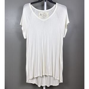 New Farmhouse Frocks Molly V-neck Tunic Top White Cream Size XL Langenlook